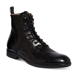 Allsaints Men's Mikkel Leather Combat Boots Black Size 45 EU 12 US